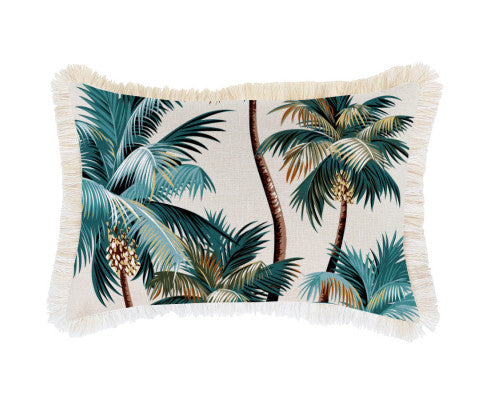 Coastal Pillow Covers - Coastal Fringe Palm Tree Design Pillow Covers - 35cm x 50cm